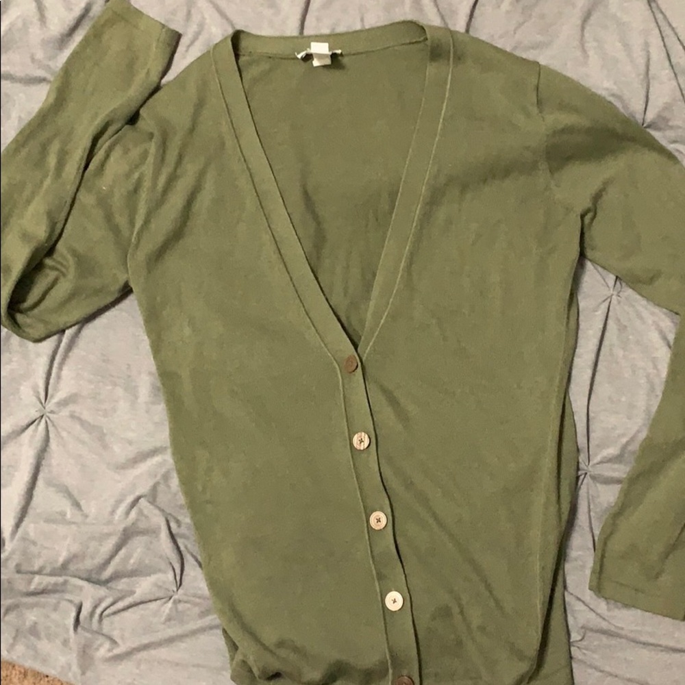 Green cardigan button up soft